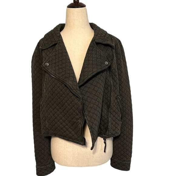 Anthropologie Jackets & Blazers - Anthropologie Grey Quilted Moto Jacket